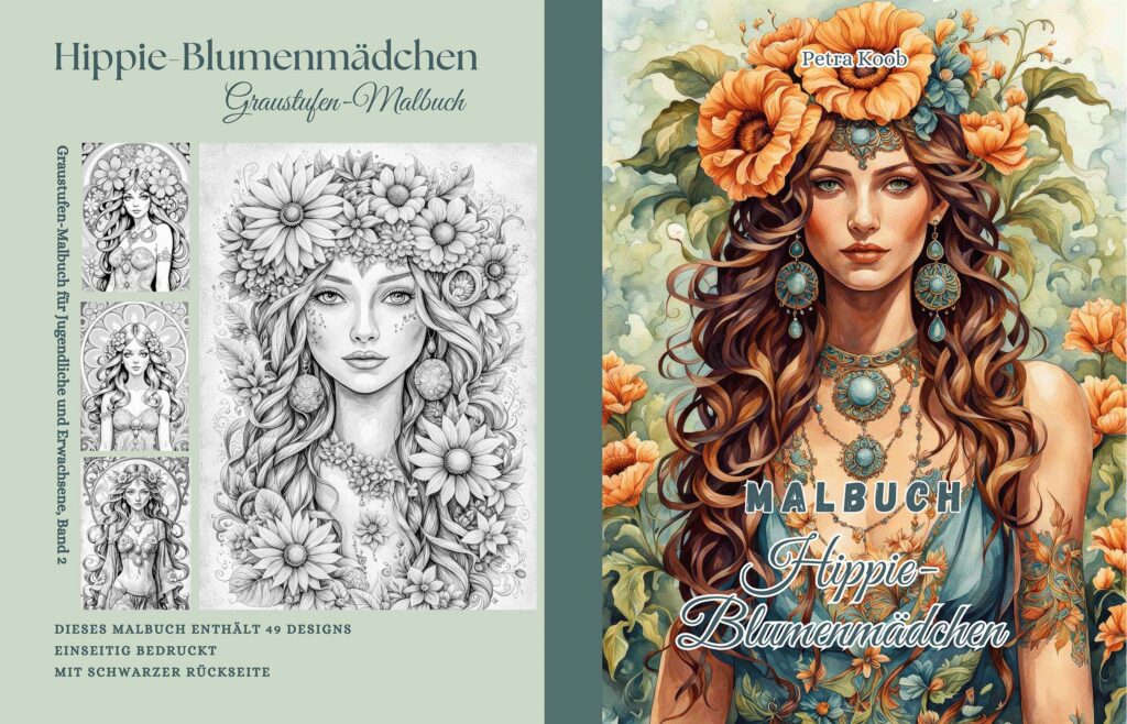 Malbuch Hippie-Blumenmädchen